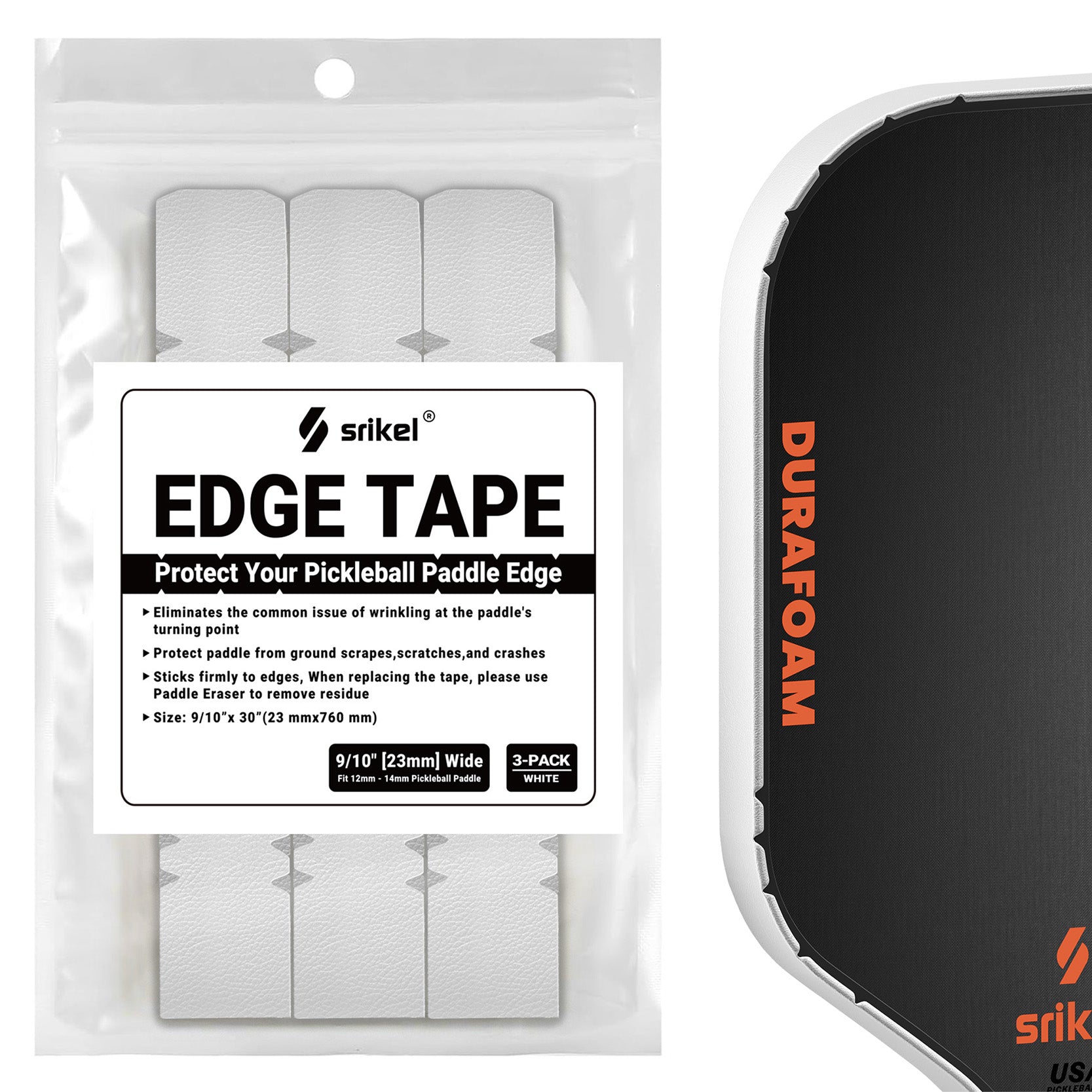 Fits 12-14mm white pickleball edge guard tape