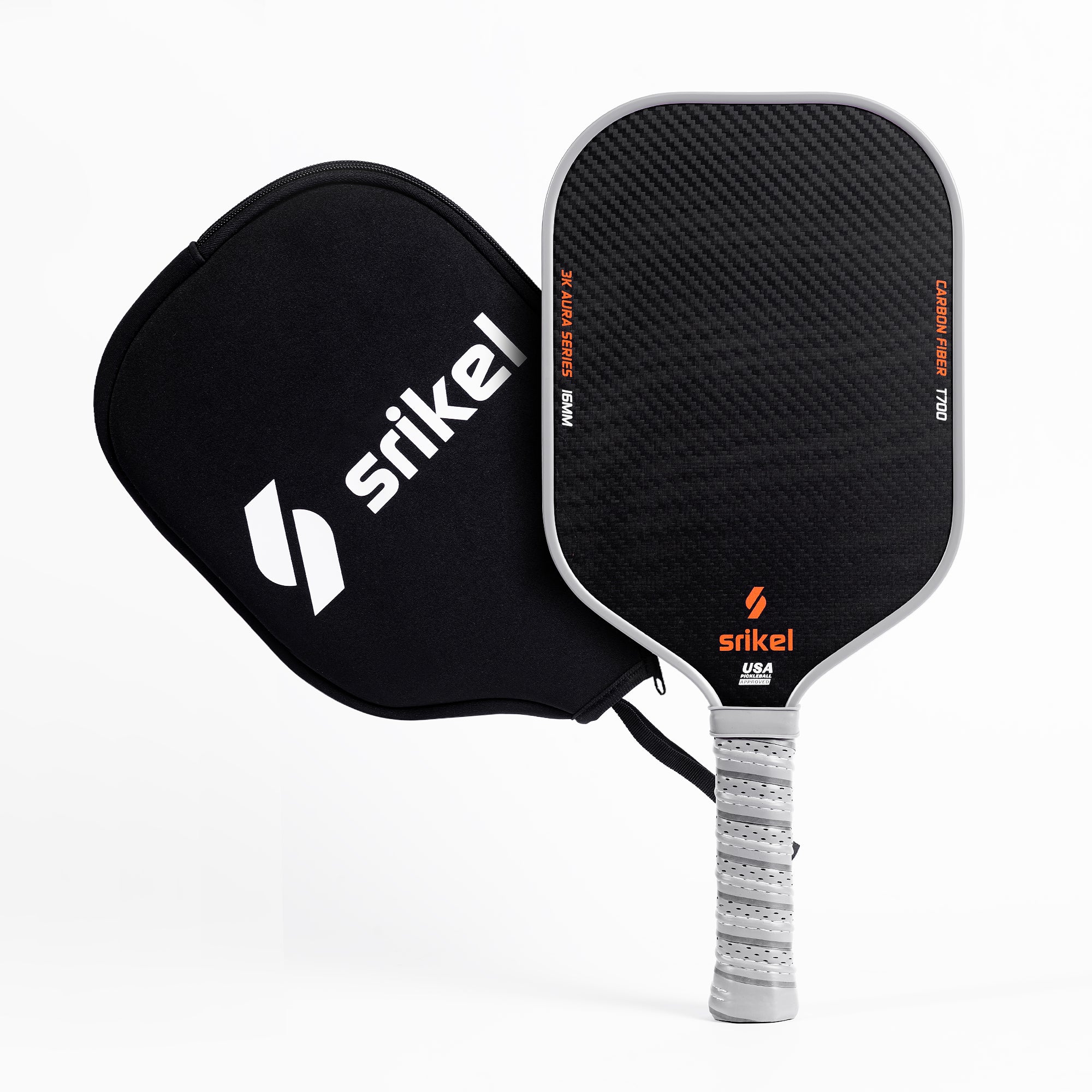 Srikel Aura Pickleball Paddle with one black protective cover
